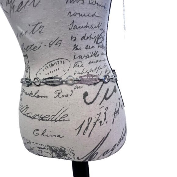 Shiny Silver Chain Belt Up to 35" BOHO Coastal Preppy Nautical Dressy Office - Picture 4 of 8